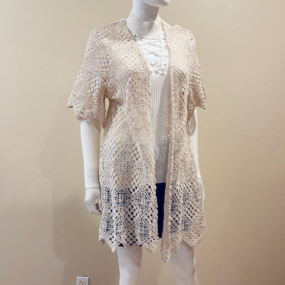 Maurices Crochet Open Front Cardigan Cover Up NEW Women Medium Creamy Beige Gift - Picture 5 of 15